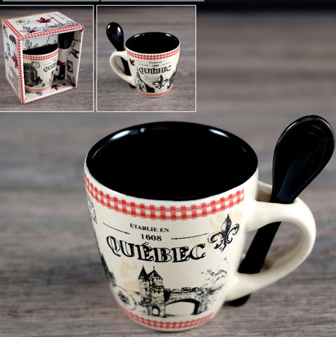 Quebec  expresso MUG WITH SPOON boxed.