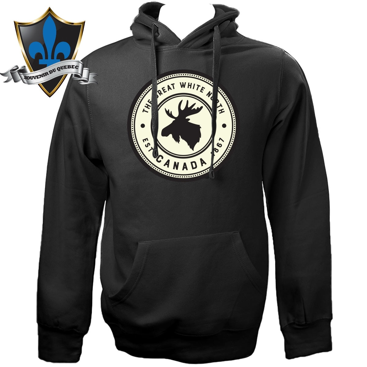 CANADA GREAT WHITE NORTH MOOSE | APPLIQUE ON ADULT HOODIE