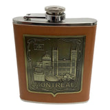 Flacon en cuir MONTREAL EN ACIER INOXYDABLE 8 OZ