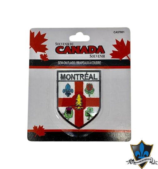 Montreal Flag Iron on Patch - Souvenir Du Quebec, Maple Syrup, Souvenirs, Montreal