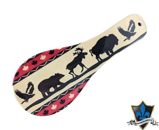 Canadian Wild Life beige and red Spoon Rest - Souvenir Du Quebec, Maple Syrup, Souvenirs, Montreal