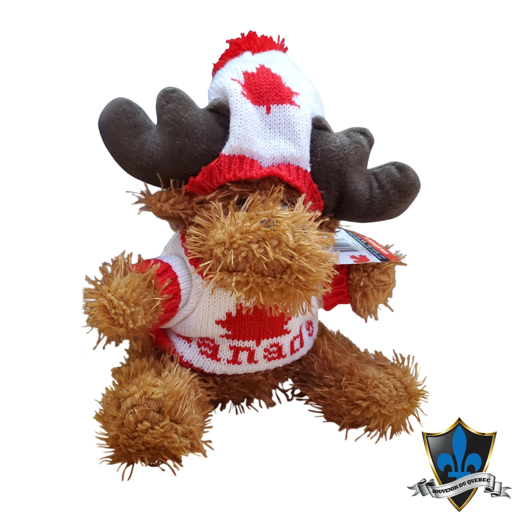 Canadian Moose With Beanie And Sweater. – Souvenir Du Quebec