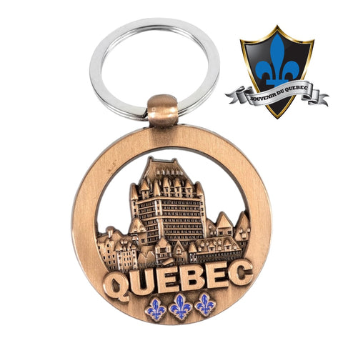 Porte-clés en cuivre représentant l'horizon de Québec.