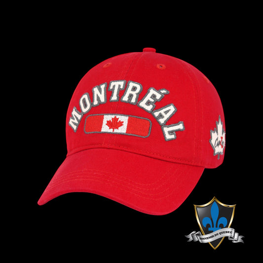 Montreal Canada patch cap embroidered leaf.