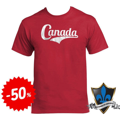 T-shirt souvenir rouge pour adulte avec écusson du Canada.