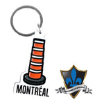 Road Construction Pole Sign Keychain with Montreal