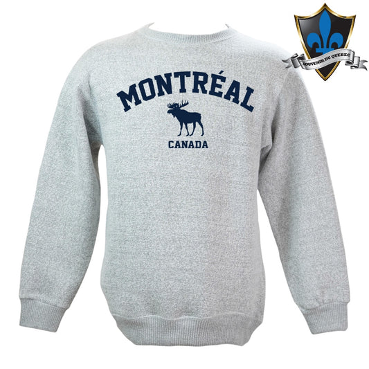 MONTREAL EMB MOOSE APPLIQUE ON ADULT NANTUCKET CREWNECK.