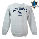 MONTREAL EMB MOOSE APPLIQUE ON ADULT NANTUCKET CREWNECK.