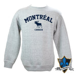 MONTREAL EMB MOOSE APPLIQUE ON ADULT NANTUCKET CREWNECK.