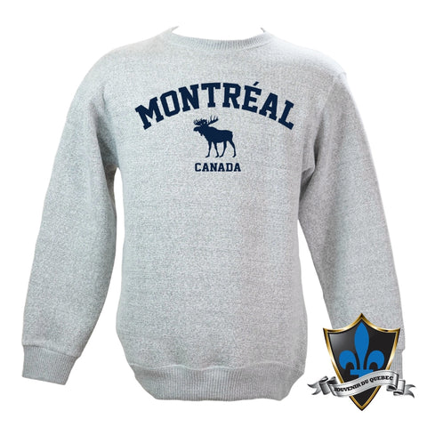 MONTREAL EMB MOOSE APPLIQUE ON ADULT CREWNECK.