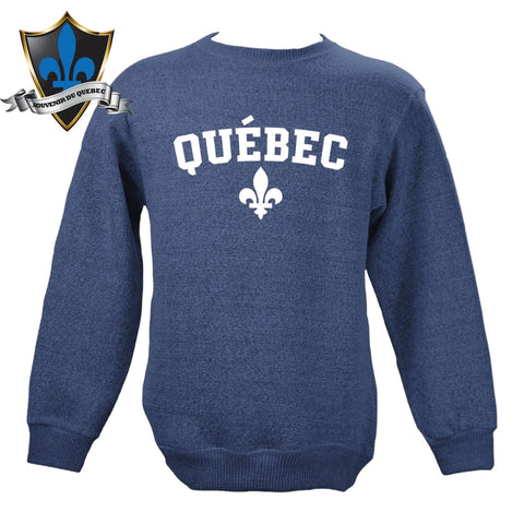 QUEBEC EMB WHITE FLEUR DE LIS ON ADULT NANTUCKET CREWNECK