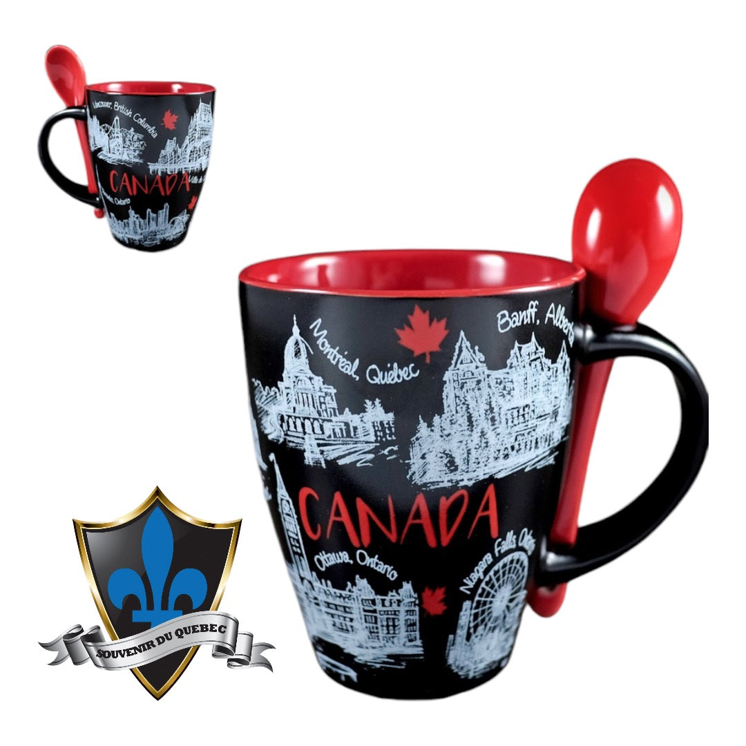 Mug noir et rouge du Canada en boîte