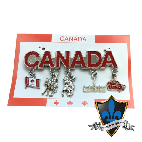 Canada Magnet with 5 Canadian Charms