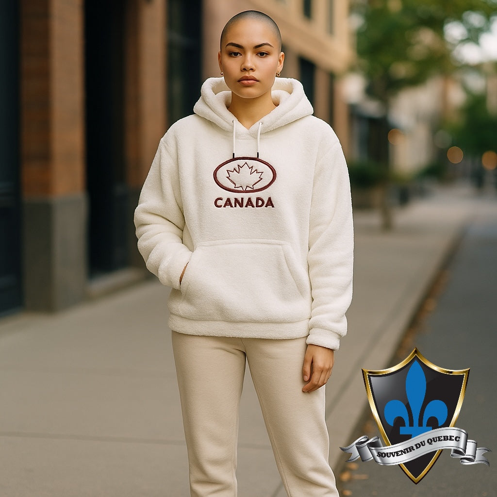 SOUVENIR - Sweat à capuche en fausse fourrure pour femme.