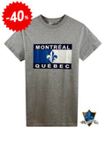 Adult Souvenir T shirt  Montreal Quebec flag