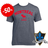 Red Montreal Arch Moose Applique On Adult Basic Tee