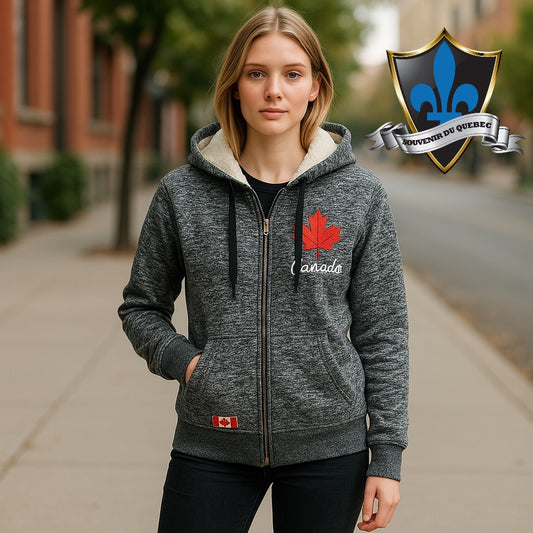 Canada maple leaf warm full zip hood jacket.