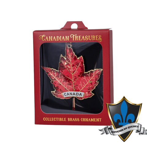 Red Gold maple leaf Christmas ornament Canada .