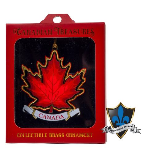 Red Gold maple leaf Christmas ornament Montreal.