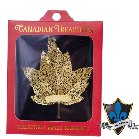 Gold maple leaf Christmas ornament Montreal