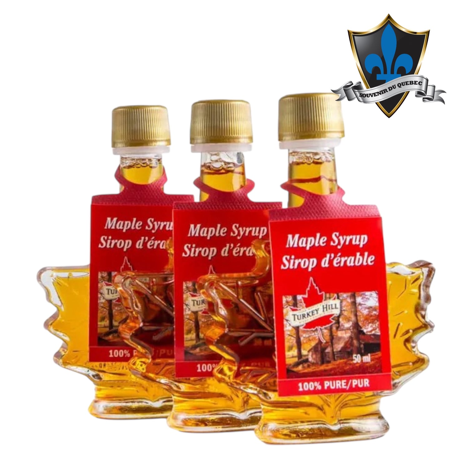 3 X 50 Ml Canadian Maple syrup Maple Leaf Shaped Bottle pack.