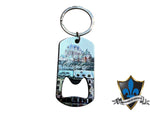 Quebec scene silver key chain bottle opener