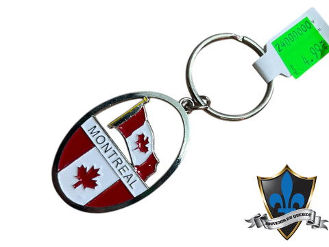 Montreal Canada  flag maple leaf  keychain.