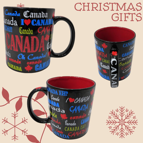 13 OZ CERAMIC CANADA MUGS WITH GLITTER THEMED DESIGN COFFEE MUG.
.