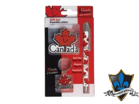 Happy face Canada Pen Set with magnet and keychain.