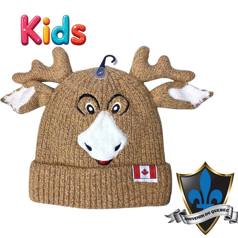 Soft and warm Winter Moose Beanie for kids.