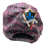 A pink cap  Canada embroidered along the front.