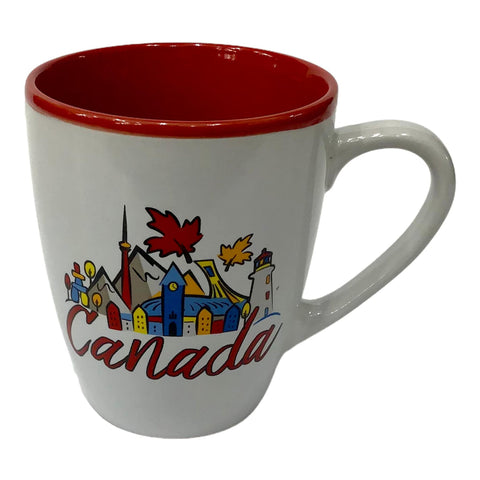 CANADA SCENE PAINTING PRINT RED AND WHITE 11 OZ CUP
