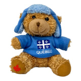 Ours en peluche léger rayé du Québec en érable bleu 8".