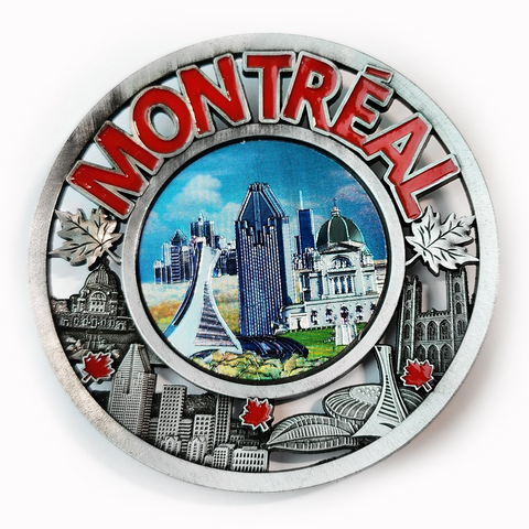Montreal silver with scene Magnet 3.25 inches.