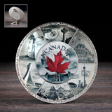 PLAQUE EN FER BLANC - CANADA 4" FEUILLE ROUGE