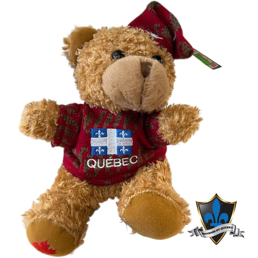 Bear With plaid Quebec Flag Sweater 8’.