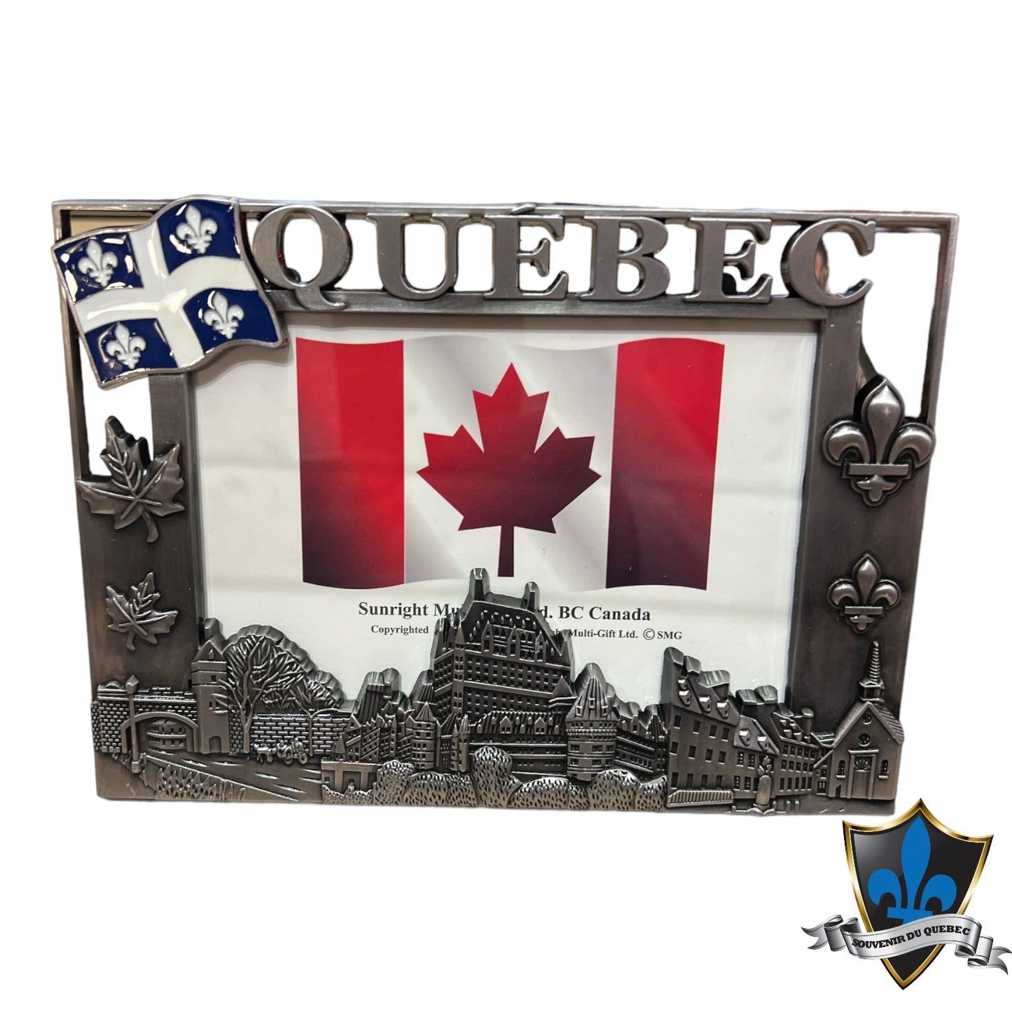 Quebec PEWTER photo frame 3 x 5 inches.