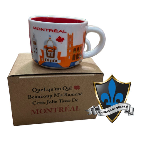 Mug expresso Montréal Canada scène colorée.