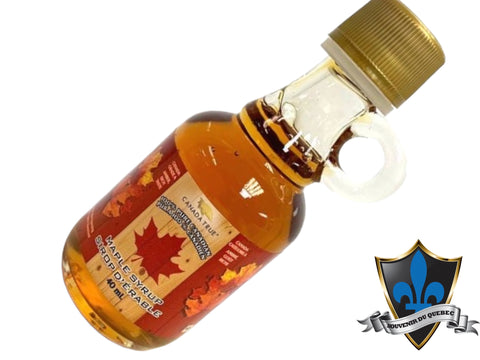 Bouteille de sirop d'érable canadien de 40 ml.