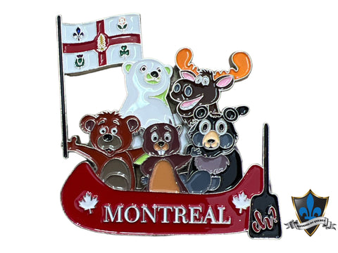 Montreal  Moose and family metal Magnet.