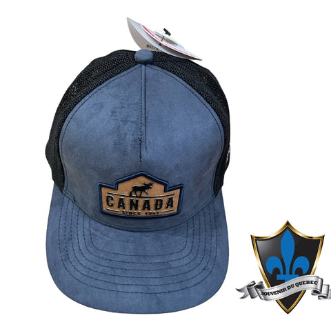 Blue suede mesh Canada moose cap.