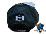 Black Canada cap embroidered leaf.