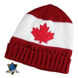 BONNET FEUILLE D'ÉRABLE CANADA ROUGE ET BLANC.