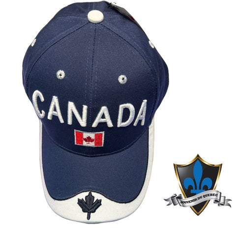 Casquette de baseball bleu marine avec feuille d'érable du Canada