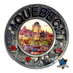 Quebec bronze with scene Magnet 9 cm.