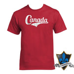 T-shirt souvenir rouge pour adulte avec écusson du Canada.