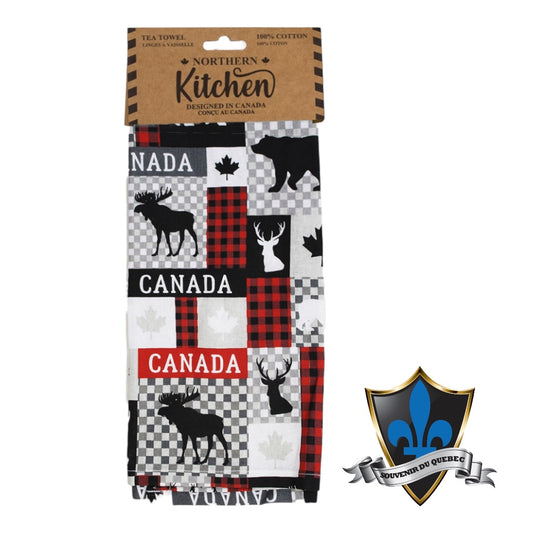 Canada moose checkered Tea towel.