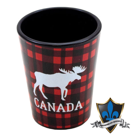 Canada ceramic plaid moose Shot glass.