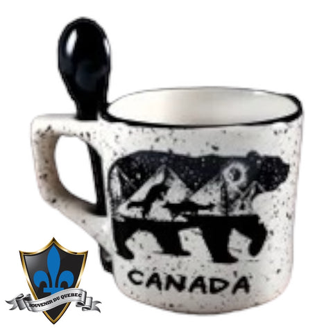 CANADA BEAR MUG w/SPOON 8oz