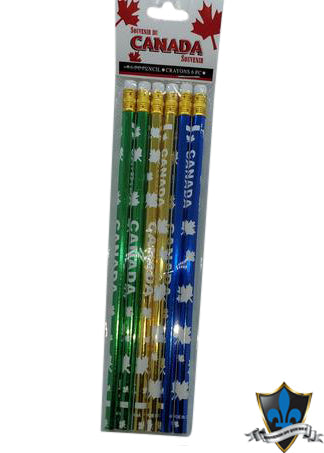 6 Canada pencils in Blue Gold Green - Souvenir Du Quebec, Maple Syrup, Souvenirs, Montreal